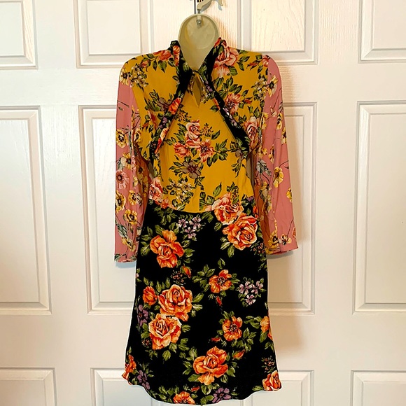 Zara Multicolored Boho Floral Dress Sz S - Picture 2 of 6
